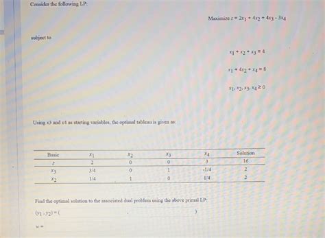 Solved Consider The Following Lp Maximize Z 2x1 4x2