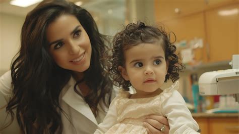Latina Mother Supports Her Daughter At Pediatrician Visit To Ensure Safety Premium AI