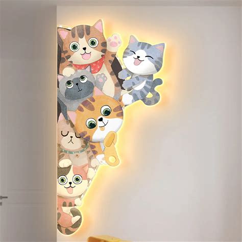 Lumin Ria Infantil Quarto Crian A Arandela Desenho Gatinhos Luz Led