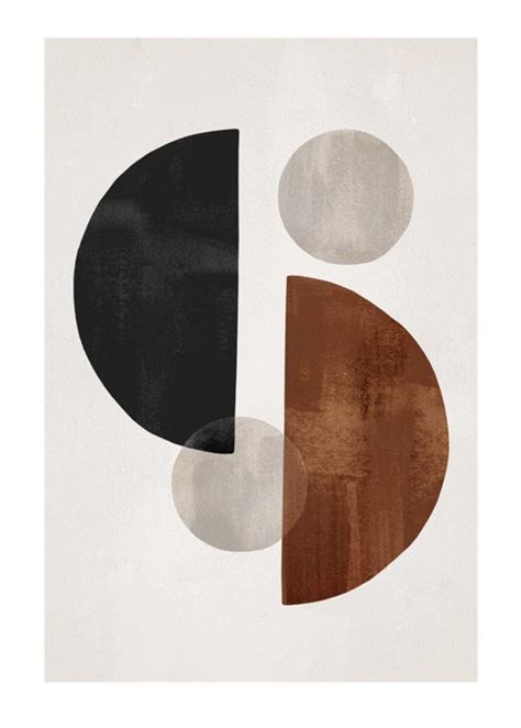 An Abstract Painting With Black Brown And White Circles