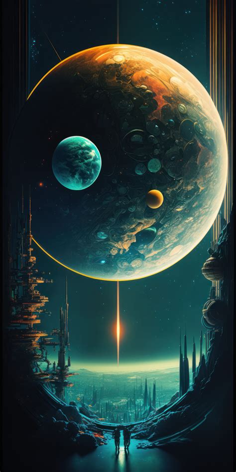 Wallpaper Ai Art Vertical Portrait Display Illustration Science Fiction Moon Planet