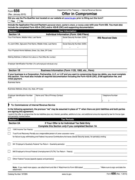 Form 656 Fillable Printable Forms Free Online