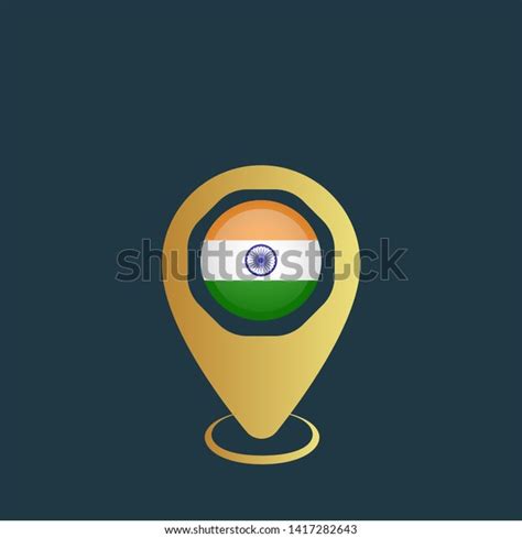 Gold Map Pin India Circle Flag Stock Vector Royalty Free 1417282643