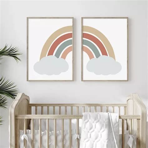 Kit Quadros Decorativo Infantil Arco íris Nude Nuvem x MercadoLivre