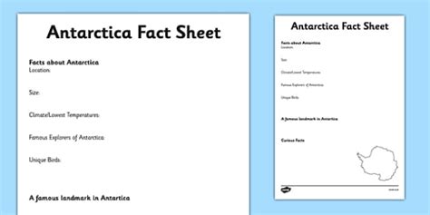 Antarctica Factsheet Writing Template Antarctica Antarctica