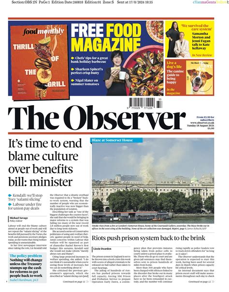 Observer Front Page 18th Of August 2024 Tomorrow S Papers Today