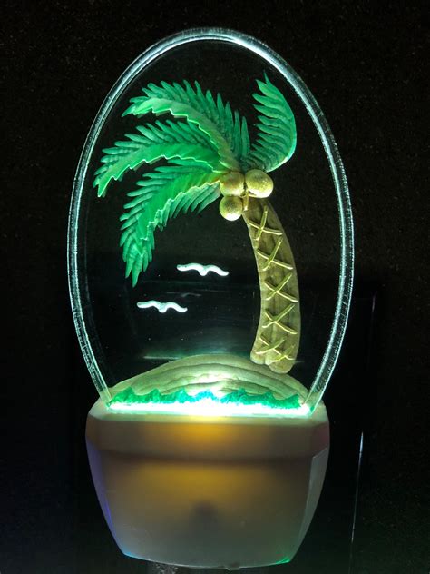 Colored Palm Tree Night Light Etsy