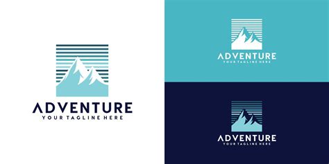 Mountain Logo Design With Stripes And Business Card Inspiration