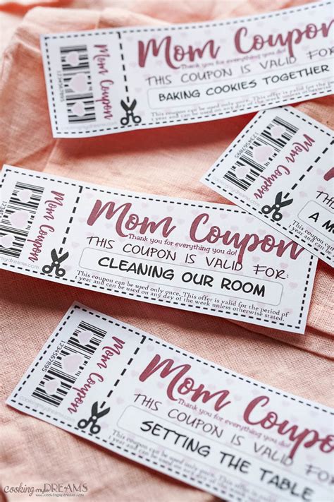 Printable Mom Coupons Easy Customizable Mothers Day T Cooking