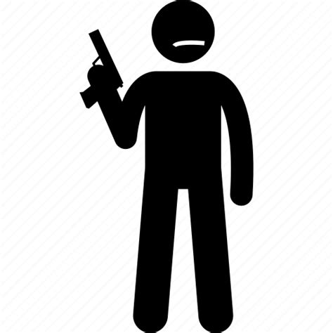 Gun Handgun Holding Killer Man Pistol Stick Figure Icon