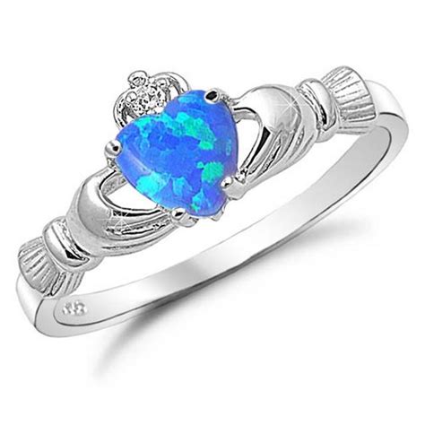 Opal Claddagh Ring Sterling Silver Claddagh Ring With Lab Opal Love