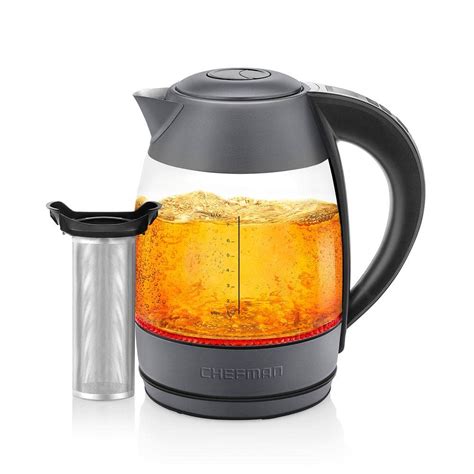 Chefman 7 Cup 1500 Watt Grey Electric Glass Kettle With Digital Control
