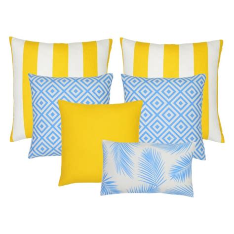 Buy Byron Striped Waterproof Yellow Large Outdoor Cushion Cover 55cm