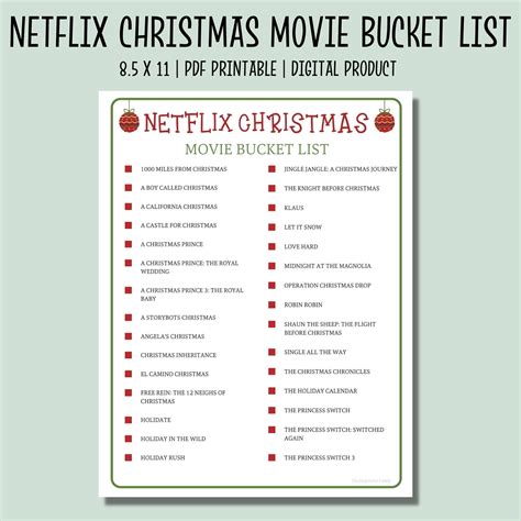 Netflix Christmas Movie Bucket List Holiday Movie List Etsy Netflix