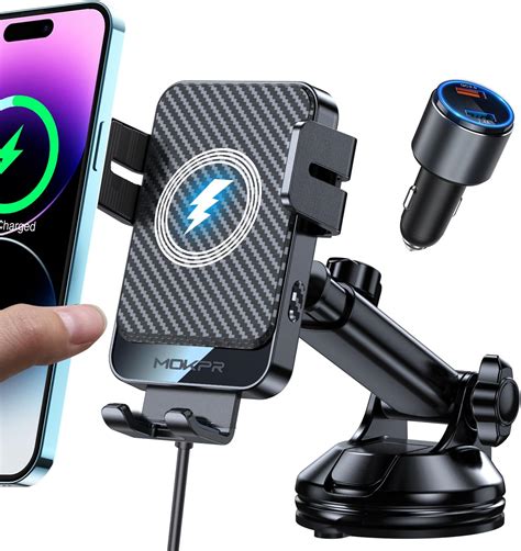 Wireless Car Charger Mokpr 15w Fast Charging Auto Clamping