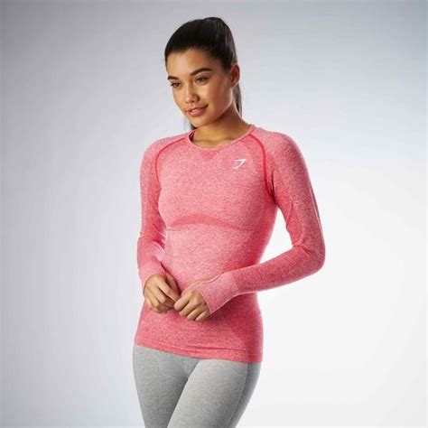 Gymshark Seamless Long Sleeve Top Sherbet Pink Marl Long Sleeve