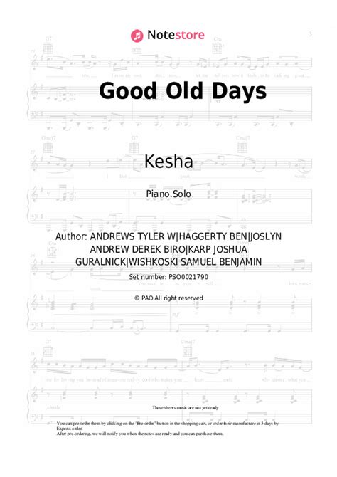 Good Old Days Piano Sheet Music Macklemore Kesha In Note Store