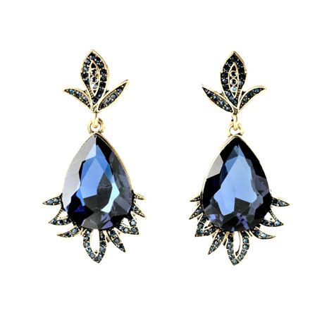 Evening Dress Classy Dangle Earring Ladies Faceted Waterdrop Crystal