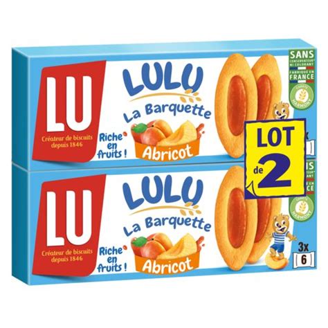 Biscuits à l abricot La Barquette Lulu LU Les 2 boîtes de 120 g à