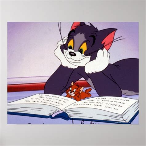 Tom And Jerry Reading Book Autographed Poster Zazzle