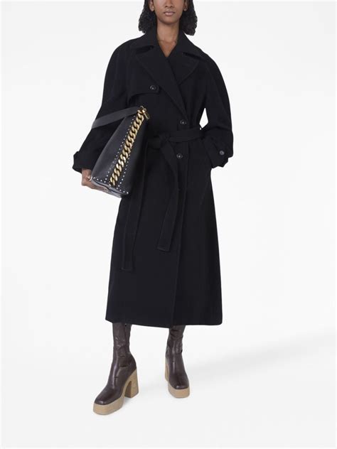 Stella McCartney Belted Double Breasted Wool Coat Black FARFETCH UK