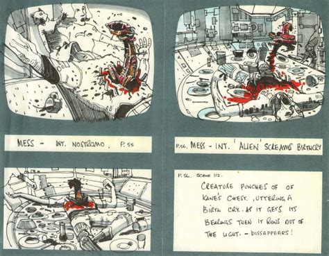 Orignal Alien Storyboard Art Featuring Chestbuster — Geektyrant