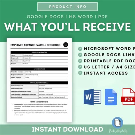 Employee Advance Payroll Deduction Agreement Template Probiztemplates