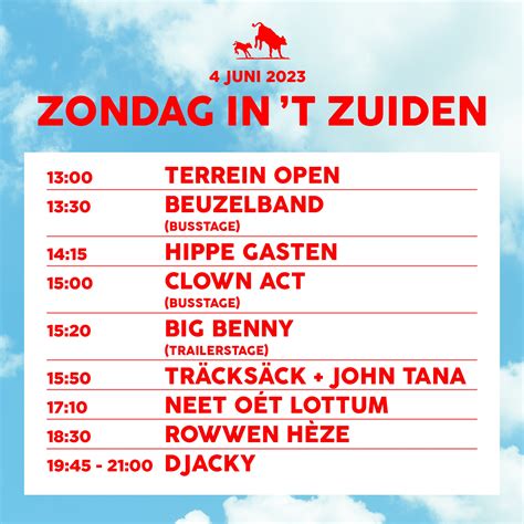 Zondag In T Zuiden Programma Bekend Rowwen H Ze