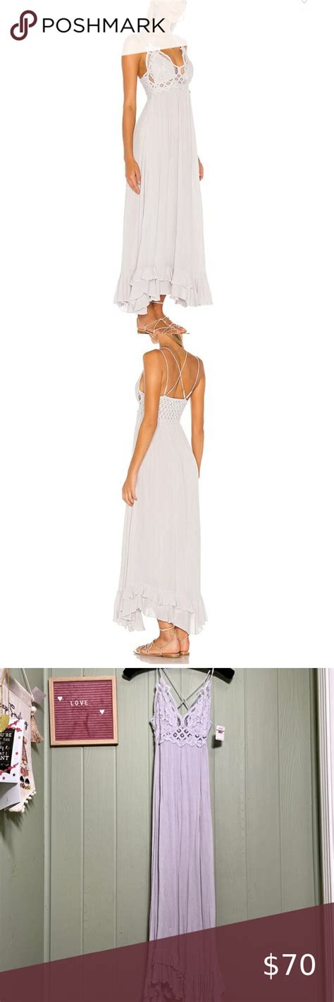 Free People Adella Lace Maxi Slip Dress In Stardust Gray Maxi Slip