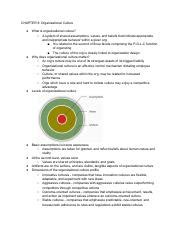 Exam 2 Notes Pdf CHAPTER 8 Organizational Culture What Is