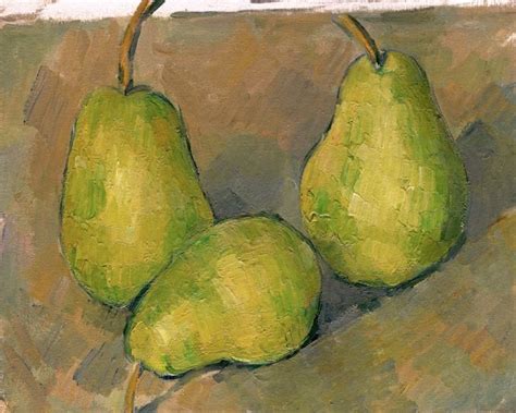 Three Green Pears Fruit Cezanne French Painting Art Real Canvas Giclee