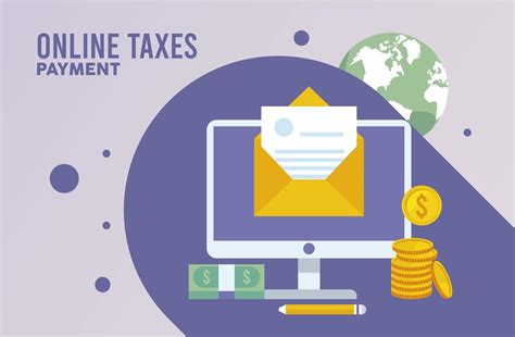 Online Taxes Payment With Desktop And Envelope Vector Art At