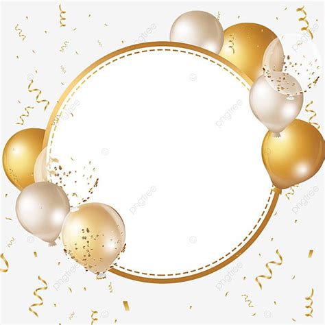 Golden Round Border PNG Image Round Golden Birthday Balloon Ribbon