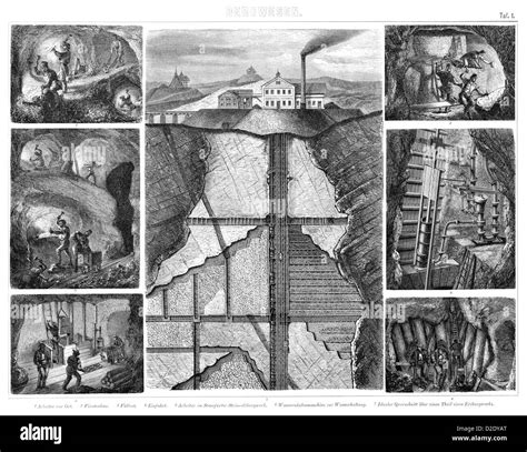 Vintage Pictures Of Mining From The 19th Century Stock Photo Alamy