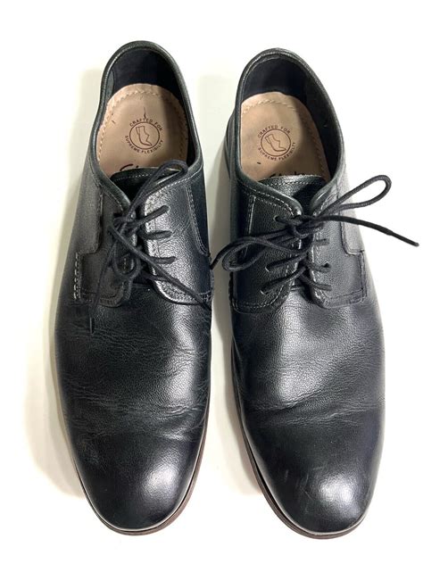 Clarks Men Black Leather Dress Shoes Size 13 Lace Up - Gem