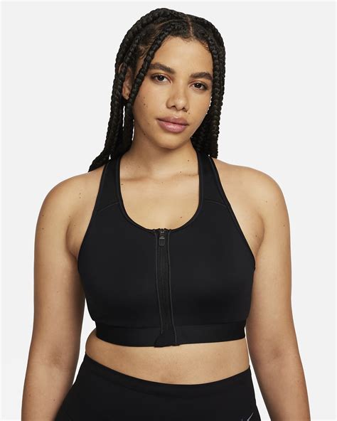 Nike Swoosh Womens Medium Support Padded Zip Front Sports Bra Nike Ch