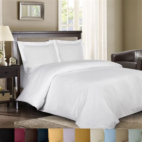 Royal Hotel Stripe White 3pc Full Queen Comforter Cover