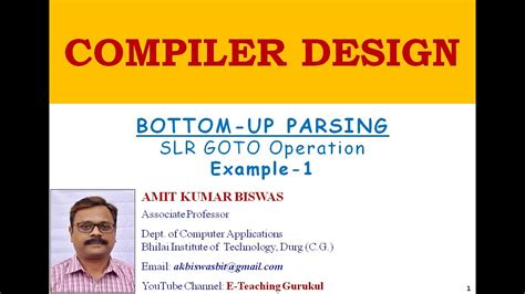 Slr Parsing Goto Operation Example In Hindi Parsing Compiler