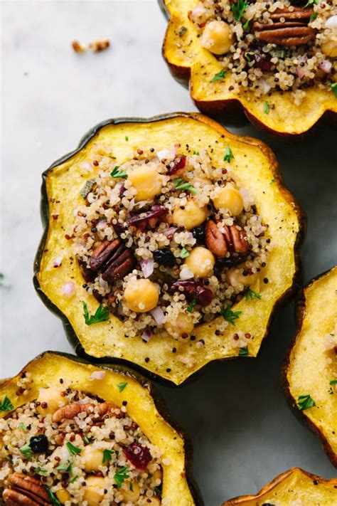 Stuffed Acorn Squash Quinoa Cranberry Pecan The Simple Veganista