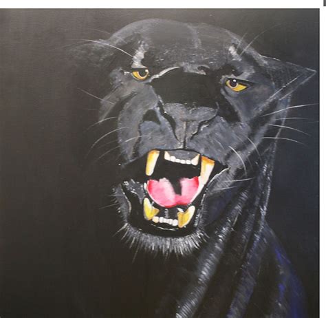 Black Panther 80x80x4cm Marquerittenl Wildlife Paintings Animal