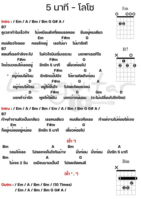 คอร์ดเพลง 5 นาที โลโซ Lenguitar