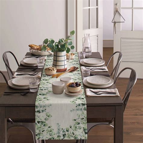 Eucalyptus Leaves Plant Table Runner Home Wedding Table Flag Mat Table