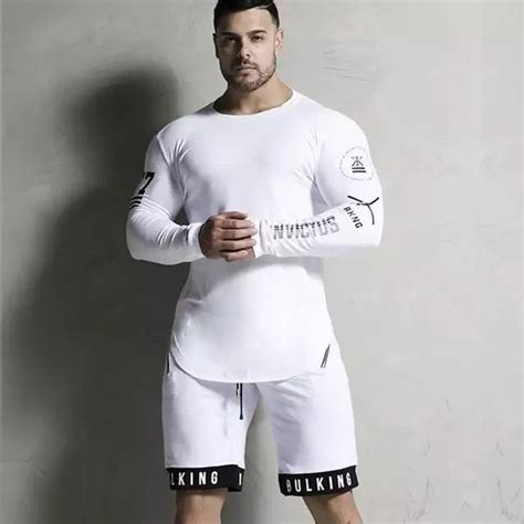 Nova Moda T Shirt Dos Homens De Manga Longa De Fitness De Alta