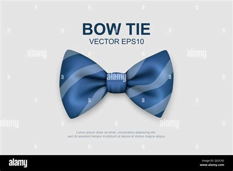 Vector 3d Realistic Striped Blue Bow Tie Icon Closeup Isolated On White