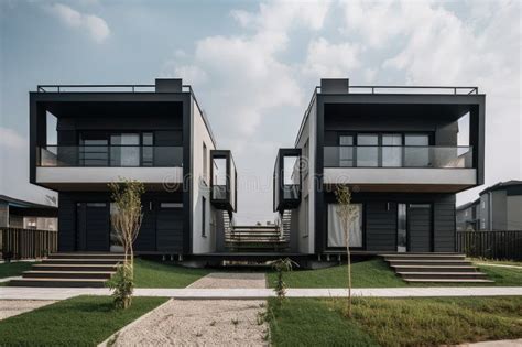 Twin Houses With Identical Design And Decor Side By Side Stock Image