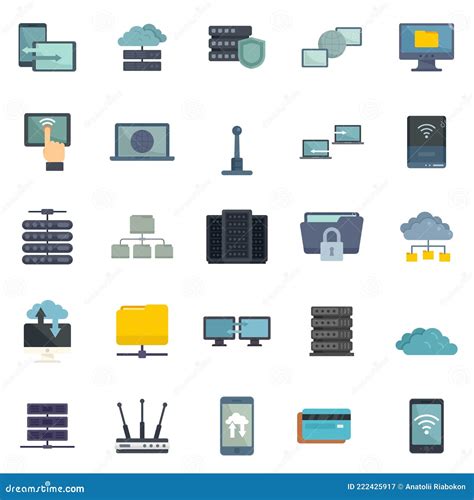 Iconos De Acceso Remoto Conjunto Vector Plano Aislado Ilustración del