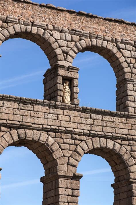 The Ancient Roman Aqueduct Of Segovia Spain Stock Image Image Of