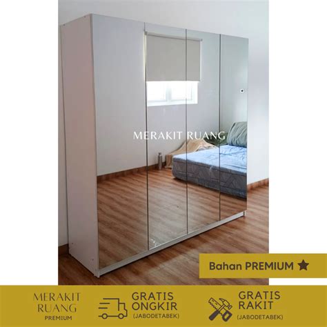 Jual Lemari Pakaian Full Cermin Swing Door Frameless Bahan Premium