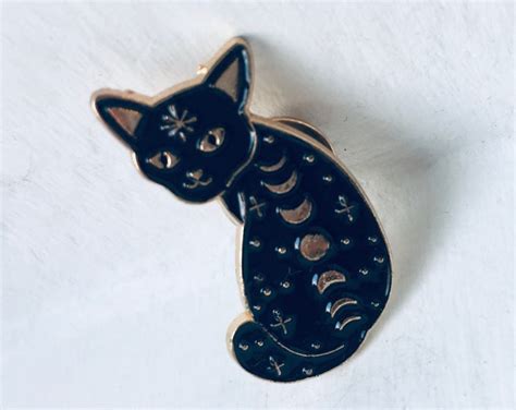 Cat Brooch Black Enamel Cat Brooch Pin Wiccan Accessories Wicca