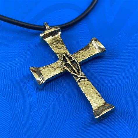 Horse Nails Cross Fish Gold Finish Necklace Forgiven Jewelry